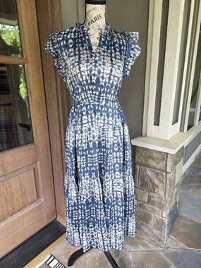 Pinch Abstract Blue and White Midi Dress-NWT